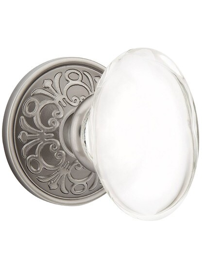 Lancaster Door Set With Hampton Crystal Knobs in Antique Pewter.